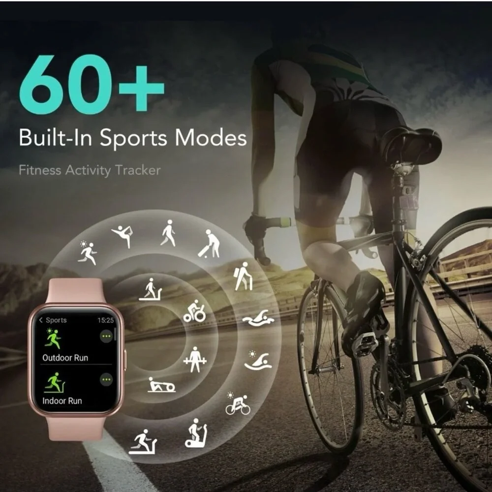NIB SKG Pink Smart Watch V7 Pro Alexa Built-In Fitness Tracker IP68